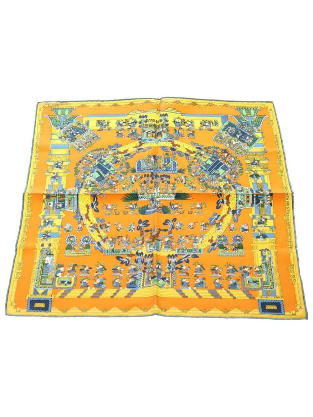 Hermes Carre 50 Celestial Bodies And Sun Silk Scarf Orange